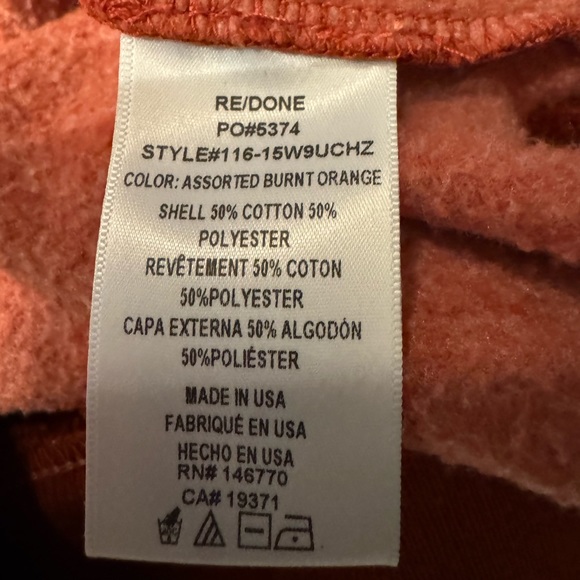 REDONE Orange Upcycled Kentucky Women’s Crop Half Zip Sweatshirt Size XS/Small - Picture 10 of 10